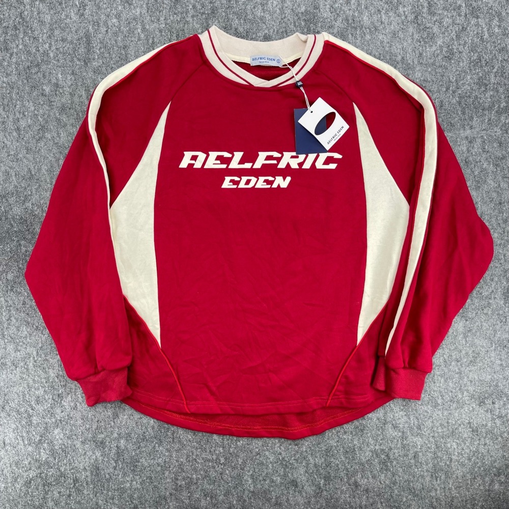 Aelfric Eden Sweatshirt Mens Small Red Cream Colorblock Streetwear Racing New